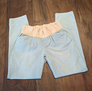 Gap Maternity Blue White Stripe Straight Leg Pants Size 4 100% Cotton